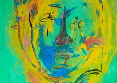 Yellow face mixed on canvas